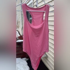 SHEIN Pink Ribbed Sleeveless Bodysuit | Size M